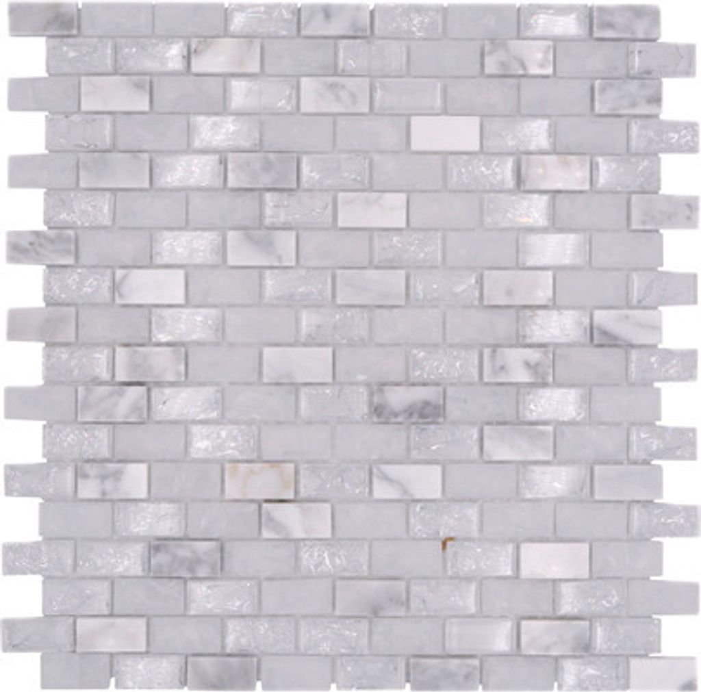 Glasmosaik mit Naturstein XIC B1111 weiß 30x28,5 cm