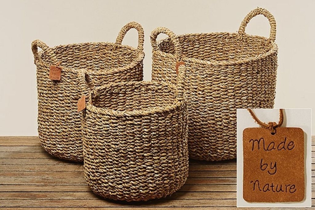 Dekokorb Sophy Ø 37/40/42 H.30/35/40 cm Seegras 3er Set Produktbild 