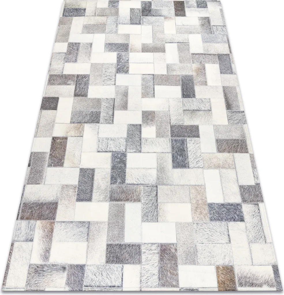 Tapis Patchwork 21723 Gris en Peau de Vache Beige 120x170 cm Qualité