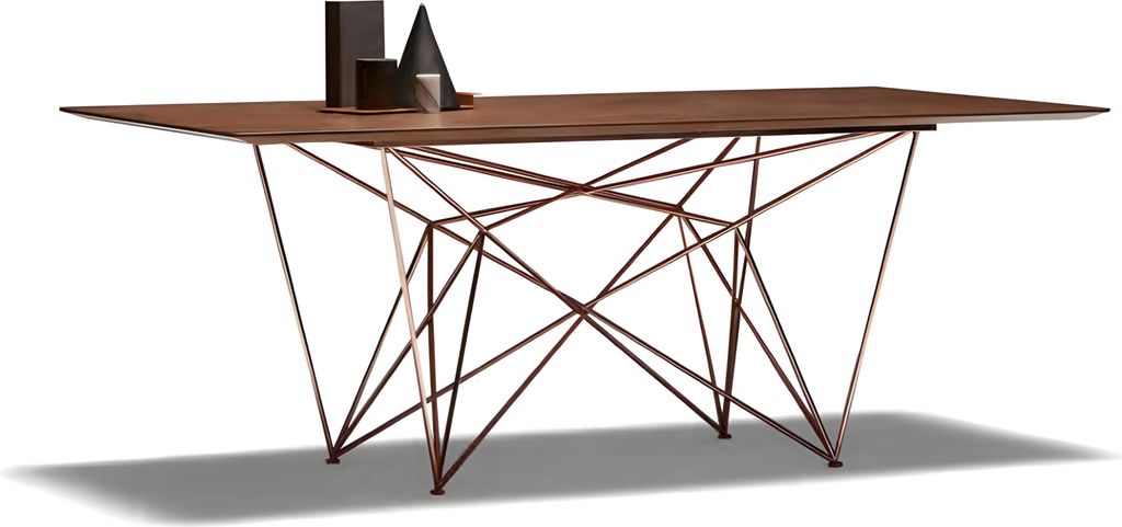 Eleganter brauner Esstisch aus Metall im klassischen Design