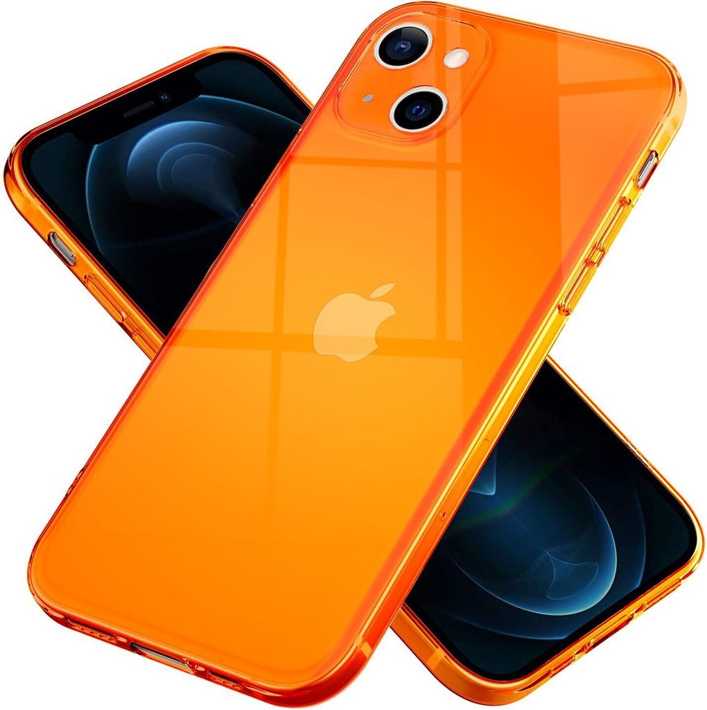 NALIA Klare Neon Handy Hülle für iPhone 13 Mini, Bunt Durchsichtig Cover Case Orange