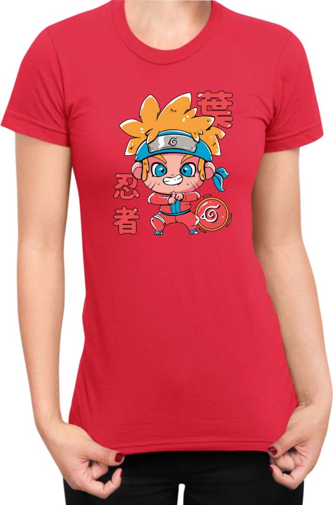 Damen T-Shirt Japan Manga Anime Comics Animation Naruto Cute Drawning, Lady XL / Rot