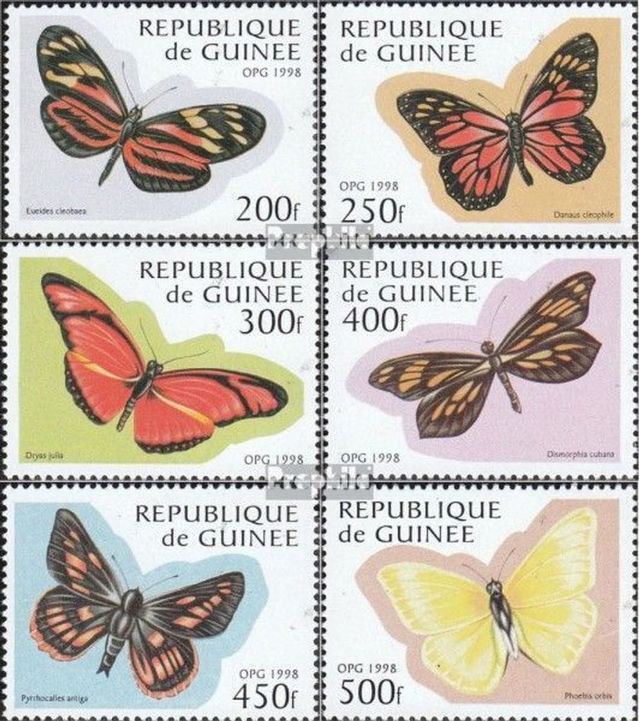 Briefmarken Guinea 1998 Mi 1716-1721 (kompl.Ausg.) postfrisch Schmetterlinge
