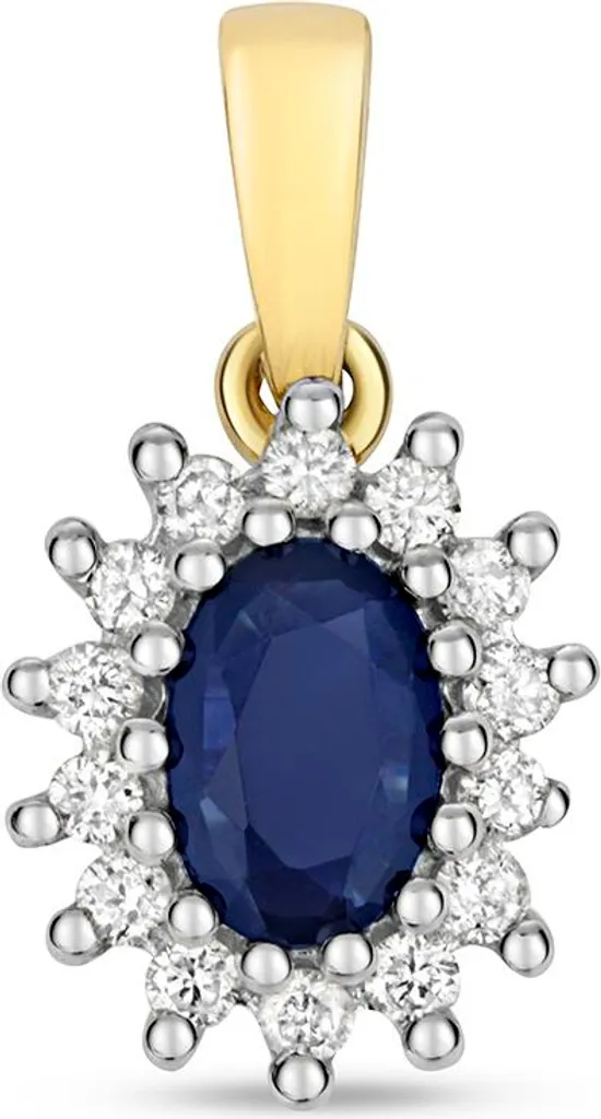 Pendentif Or Jaune Saphir et Diamant 0.15 Carat H-PK2 Modèle TRS3336
