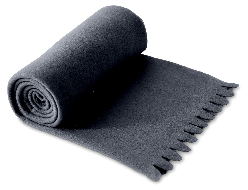 Fleecedecke 120x160 cm - ca. 300g weiche Fleece Decke mit Wellenrand Anti-Pilling grau