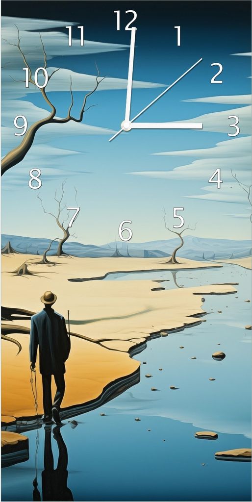 Wallario Design Wanduhr bedruckt, Größe 30 x 60 cm, Motiv: Fluss der Zeit