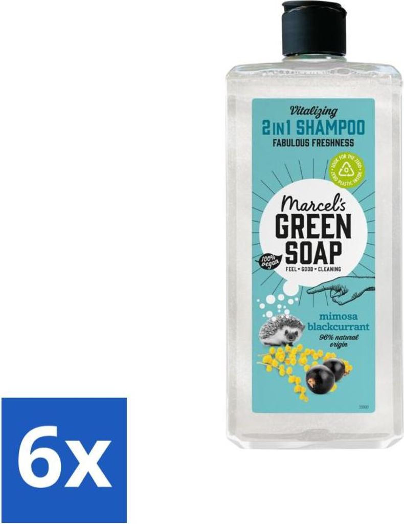 Marcel's Green Soap - Shampoo & Spülung 2-in-1 - Mimose & Schwarze Johannisbeere - Pflege in einem - 300 ml - Vorteilspack - 6 Stücke