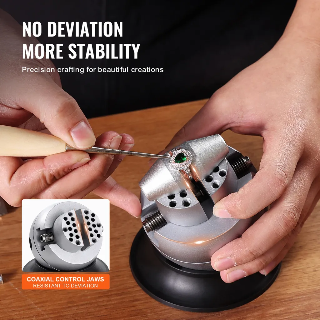 SucceBuy Ball Vise: strumento di incisione da 3" con rotazione a 360°. 30 attacchi PCS per lavori di intarsio di pietre preziose e piccole incisioni. Blocco standard per incisioni professionali di gioiellieri - 5