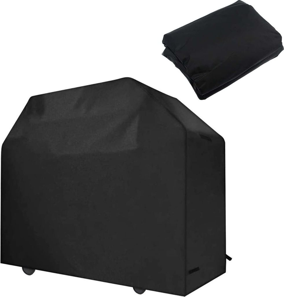 Grillabdeckung, Outdoor-BBQ-Schutzplane, 210D wasserdichte Abdeckung, UV-Schutz, winddicht, staubdicht (147 x 61 x 117 cm, schwarz)