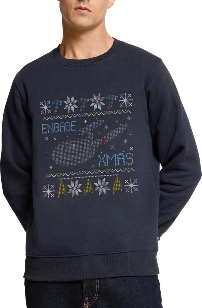 Spreadshirt Star Trek Discovery Ugly X-Mas Engage Herren Premium Pullover, 3XL, Navy
