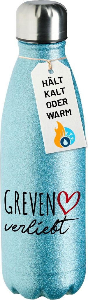 Huuraa Trinkflasche Greven verliebt 500ml Blue Edelstahl Wasserflasche Trinkflasche Geschenkidee