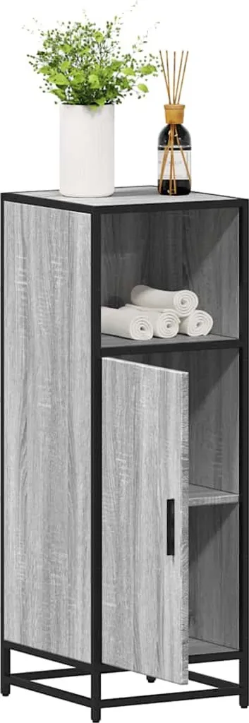 Meuble de salle de bain anti-désordre gris Sonoma pour petite pièce