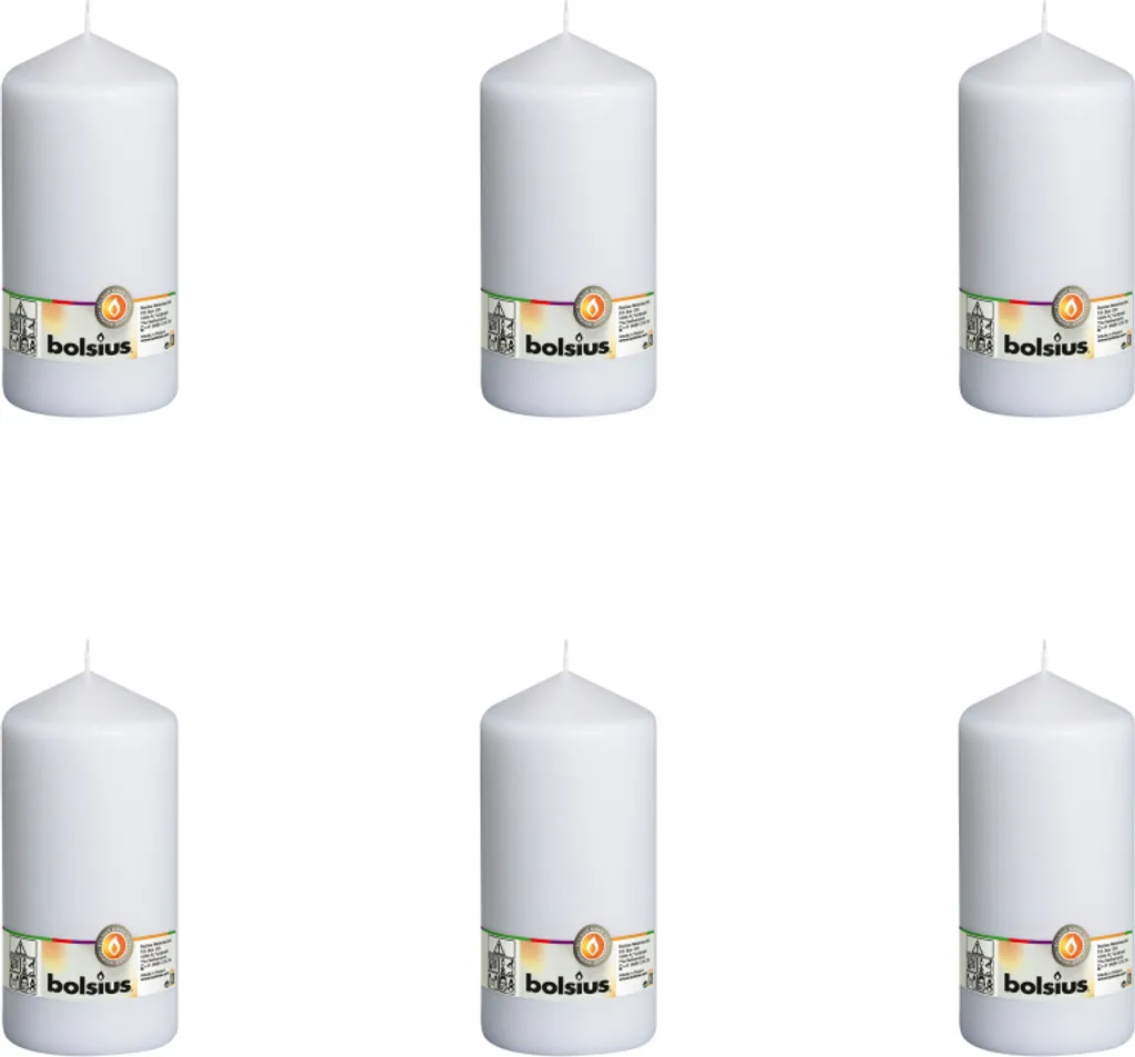 Ingrosso Candele Bolsius 200/98 Bianco - 6 Pezzi Alta Durata