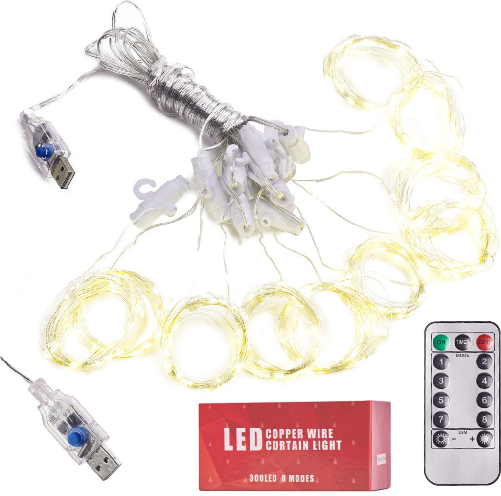 Aga LED-Lichtvorhang 3x3m 300 LED Warmweiß Produktbild 