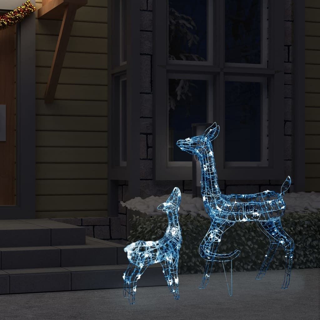 Cloris DesignMöbel Christbaumschmuck - Kaltweiß LED-Rentier-Familie Weihnachtsdeko Acryl 160 LED Kaltweiß Schlichtes4068483