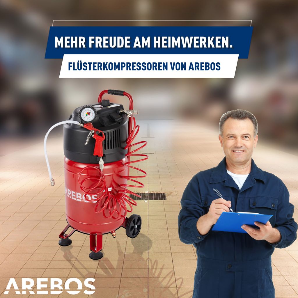 AREBOS 30L Druckluftkompressor 1500W, Kompressoren, 10 bar, Produktbild 9