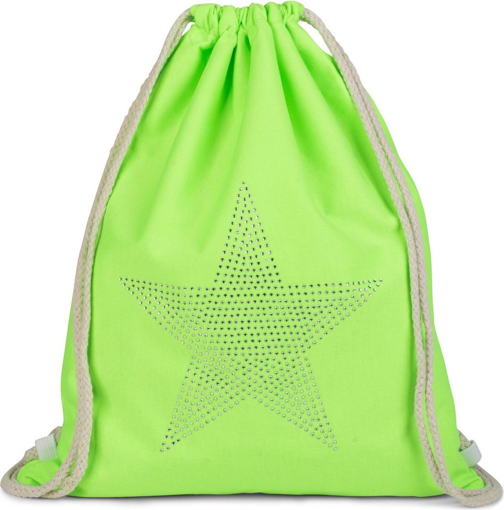 styleBREAKER Turnbeutel mit Strass Stern Applikation, Glitzerstein Rucksack, Beutel, Uni 02012123