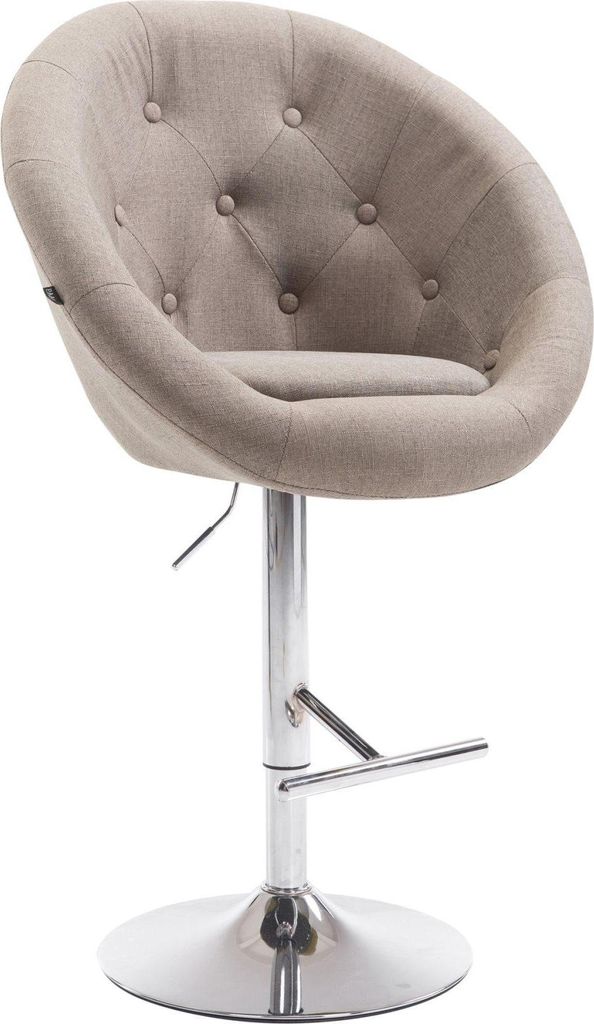 Barhocker - Hochhocker - Optimaler Sitzkomfort und 360° drehbar, höhenverstellbar | Farbe: Taupe | Grundfarbe: Chrom