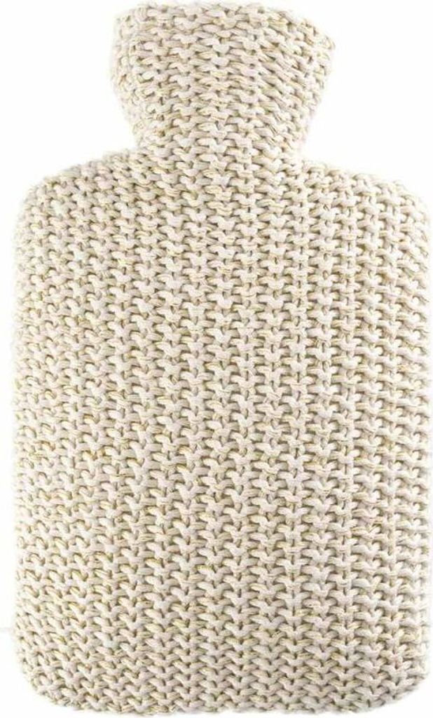 Klassik Wärmflasche 1,8L von Hugo Frosch, Bettflasche, Wärmekissen, Strickbezug Polyester, Creme