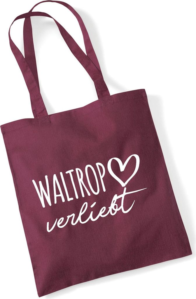 Huuraa Jutebeutel Waltrop verliebt 10 Liter Burgundy Baumwolle Tasche Geschenkidee