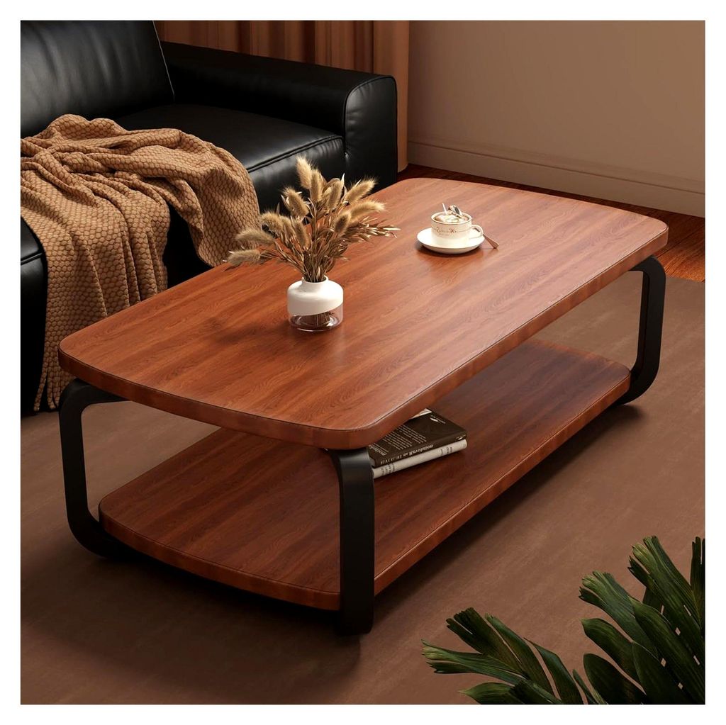Rechteckiger Holz-Country-Coffee-Table, Moderner rustikaler Holztisch mit Stauraum, Stabile Basis für Wohnzimmer, Schlafzimmer, Büro (120 * 60 * ...