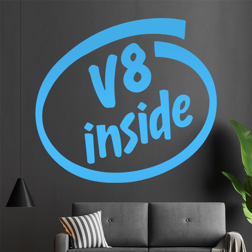 V8 inside Wandtattoo in 6 Größen - Wandaufkleber Wall Sticker - Dekoration, Küche, Wohnzimmer, Schlafzimmer, Badezimmer