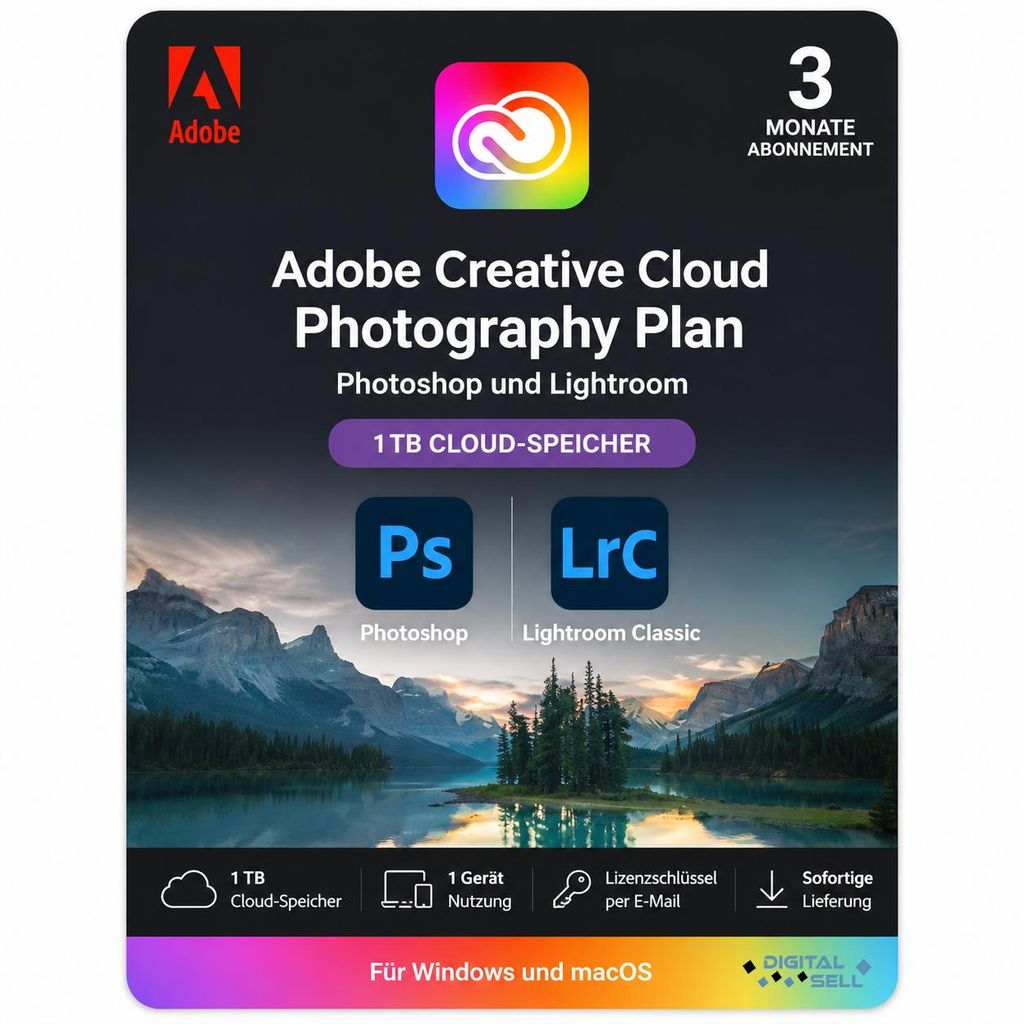 Adobe Creative Cloud Foto Abo 3 Monate | 1 TB Cloud |1 Produktbild 