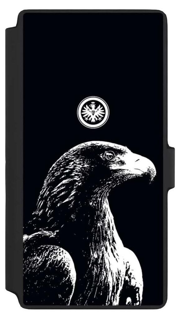 NIVOCASE Klapphülle für Samsung Galaxy S22 Ultra Handyhülle aus Kunst Leder NIVOflip schwarz Eintracht Frankfurt Offizielles Lizenzprodukt Attila