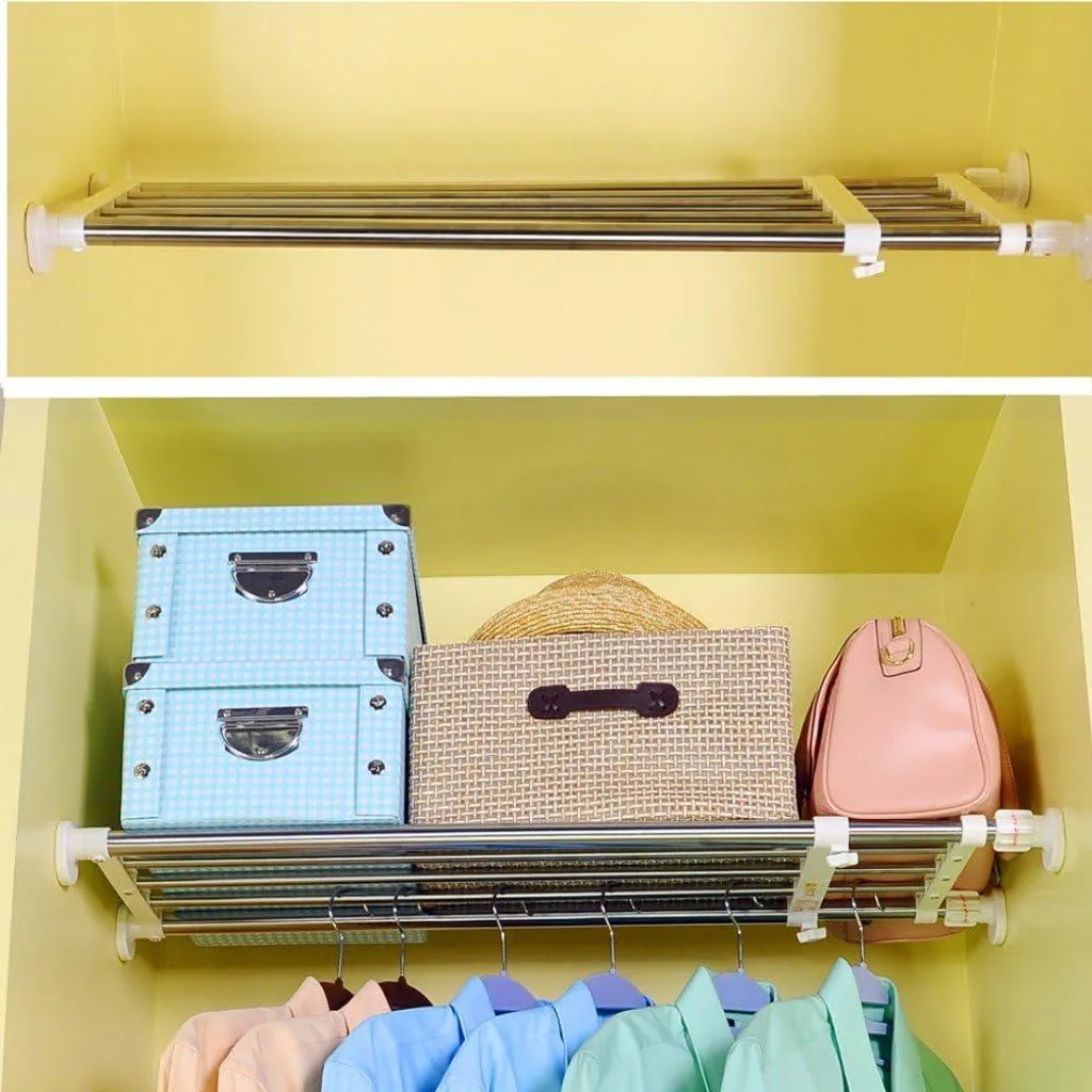 Séparateur d'étagère télescopique blanc pour placard de chambre S2