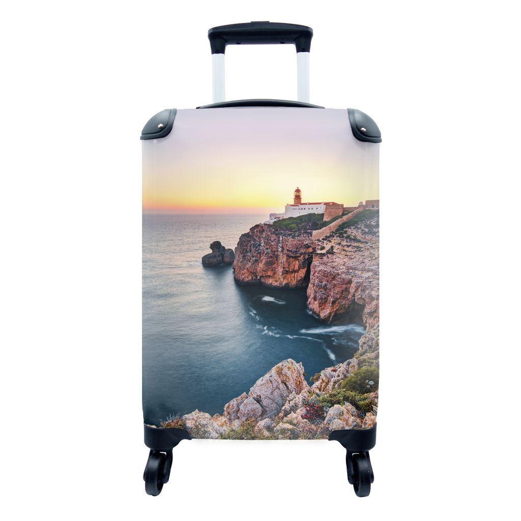 MuchoWow Koffer Handgepäck Trolley Rollkoffer Kleine Reisekoffer mit 4 Rollen - Portugiesischer Leuchtturm - Cabin Size < 55x40x23 cm & 55x40x20...