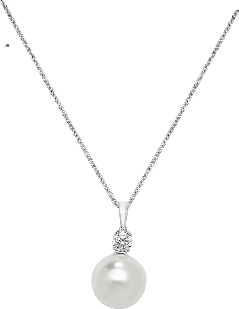 Pendentif Perle et Zirconium sur Argent 925 Rhodié Anti-ternissement 5g