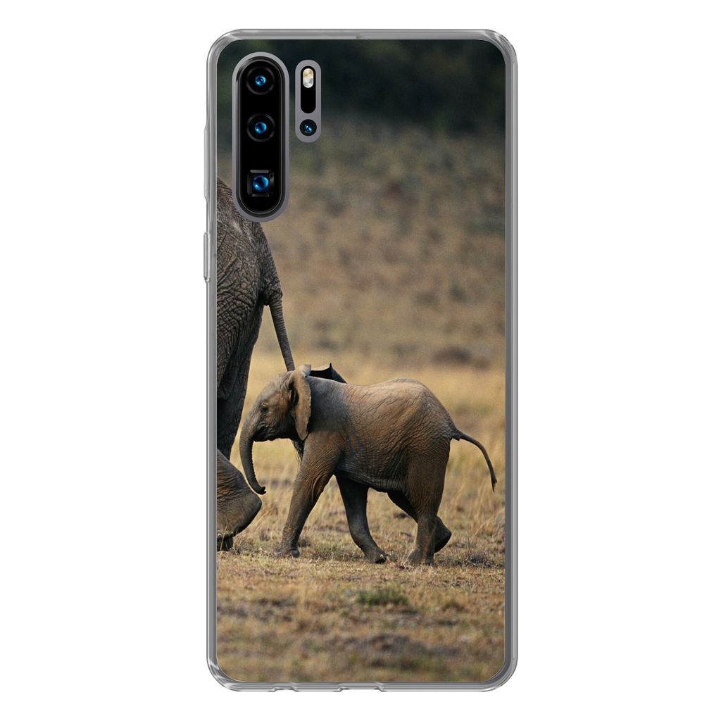 MuchoWow Handyhülle Schutzhülle Hülle für Huawei P30 Pro Elefant - Tiere - Savanne - Natur Silikon Softcase Handy Hülle - Schutzdeckel