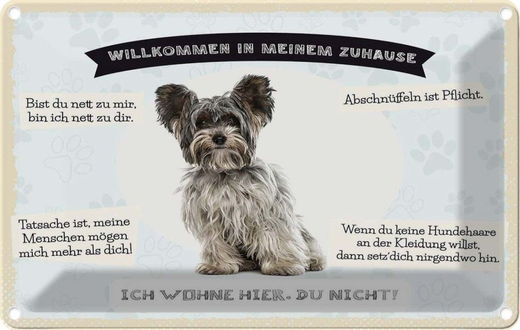vianmo Blechschild 20x30 cm Tiere Yorkshire Terriere willkommen Hund
