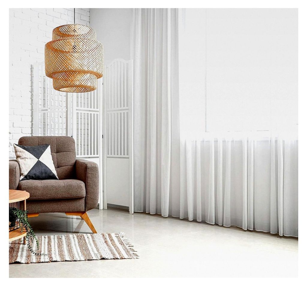 Halbtransparente Voile-Vorhänge mit Kräuselband und Bleibandabschluss, modern und langlebig für jedes Fenster (250 x 300 cm (HxB))