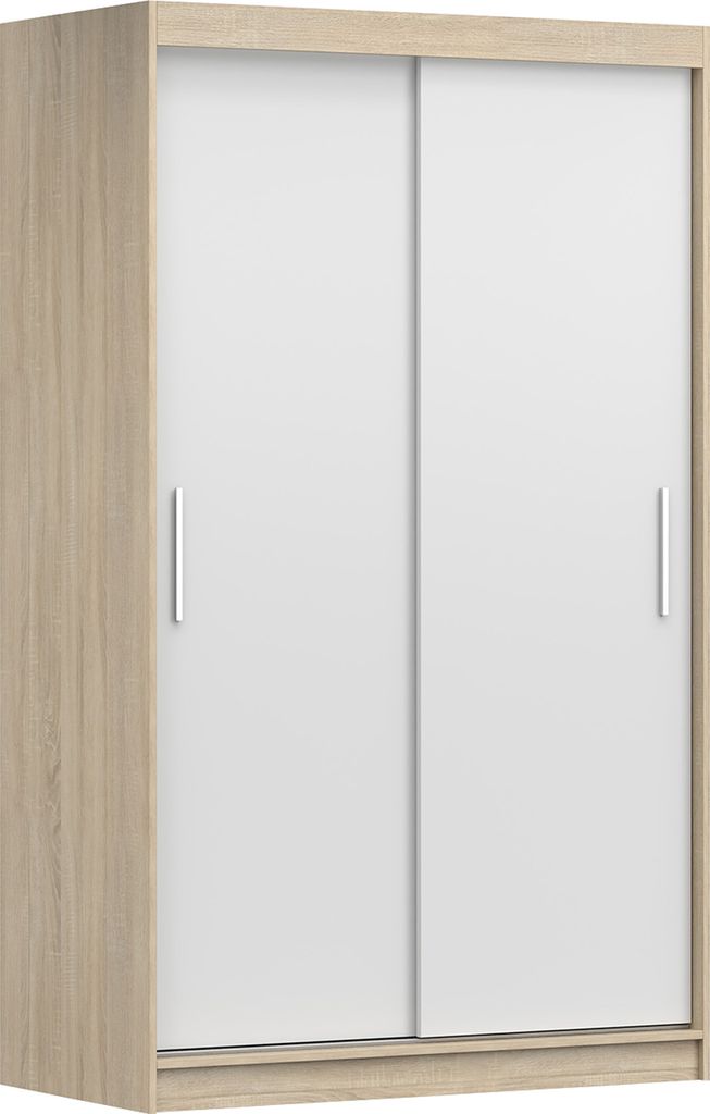 Kleiderschrank ohne Spiegel Schwebetürenschrank 2-türig Schrank mit Einlegeböden und Kleiderstange Schiebtüren Schlafzimmer Wohnzimmerschrank 1...