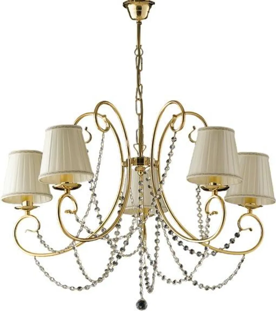 Lustre chic pour salle à manger dorée Magda 5 lumières 72cm de large