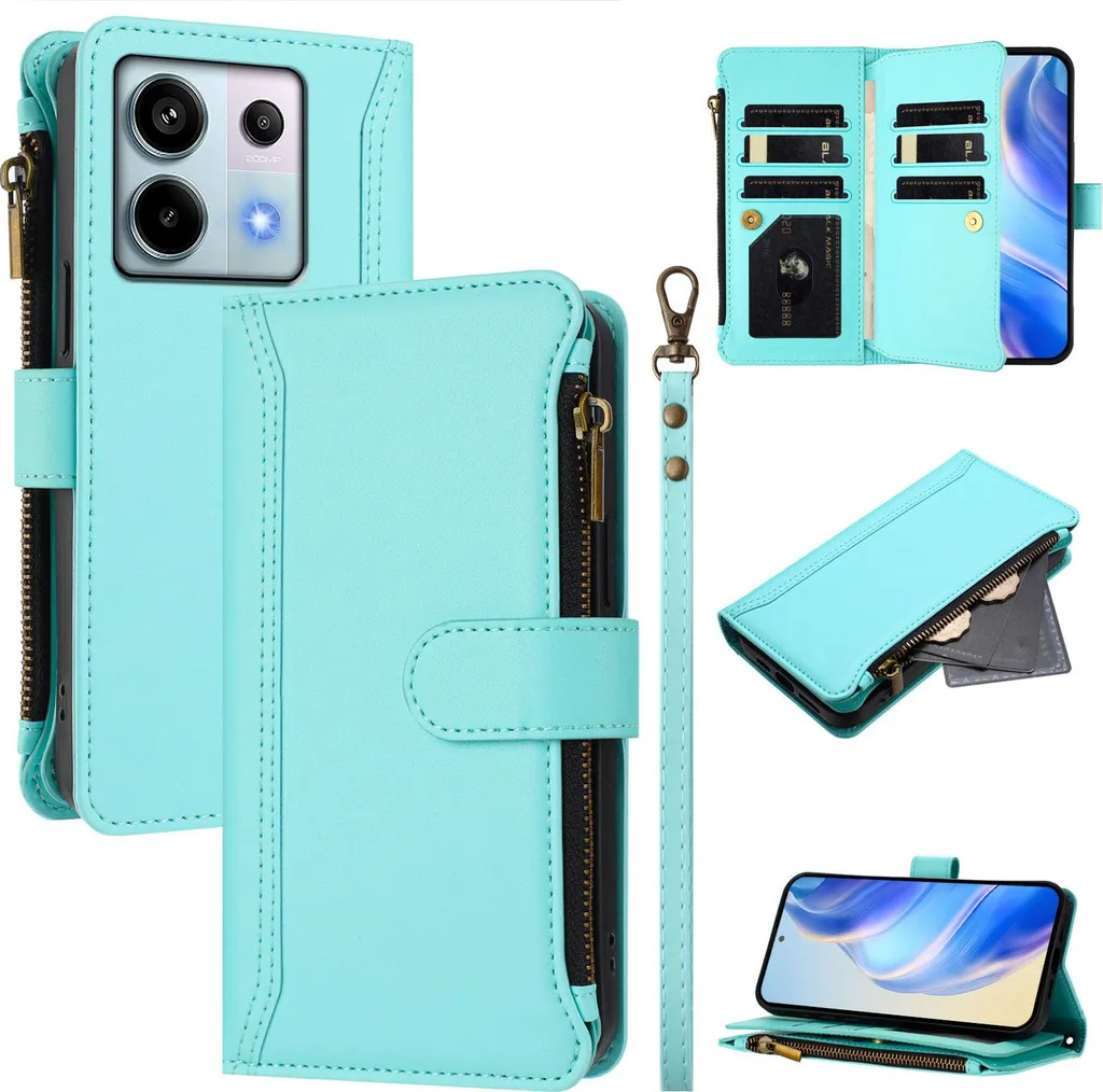 Cover Portafoglio Redmi Note 13 Pro 5G Verde Menta | Tasche e Zip