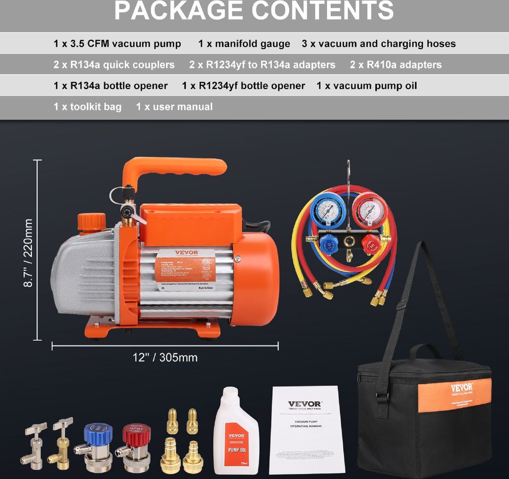 VEVOR Pompa per vuoto 100L/min Pompa per vuoto150W 250ml Immagine del prodotto 