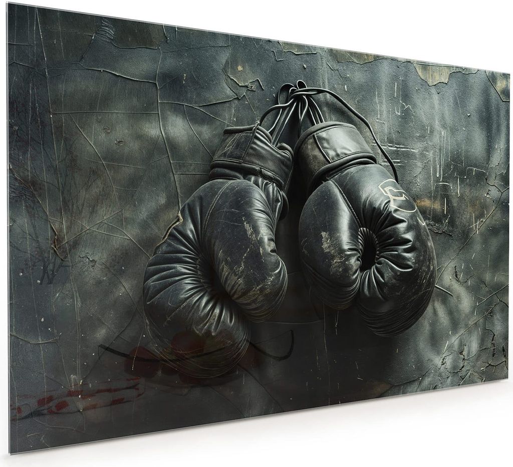 Küchenrückwand Spritzschutz Glas mit Motiv Boxhandschuhe Vintage 40 x 40 cm