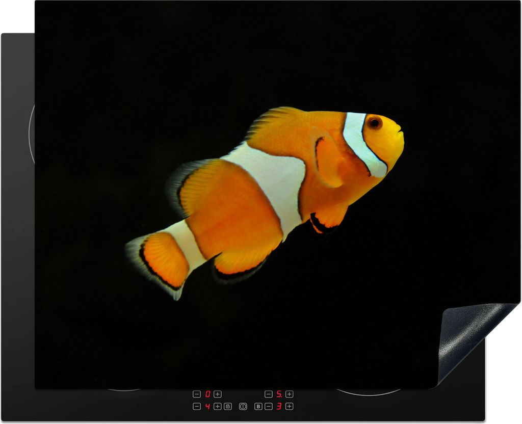 KitchenYeah Herdabdeckplatte Fisch - Linie - Schwarz , 65x52cm, Küche Deko, Glaskeramikkochfeld Herdabdeckung, Abdeckplatte fùr Kochfeld