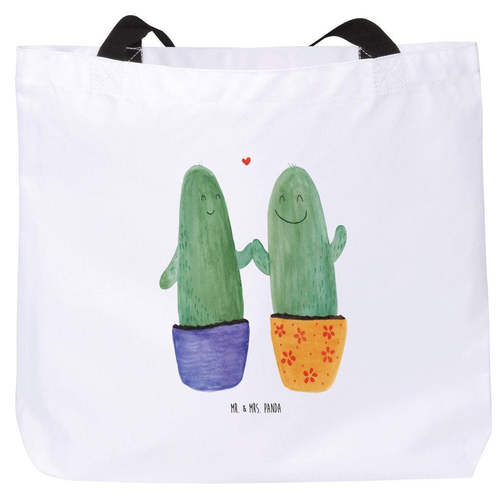 Mr. & Mrs. Panda Tote Bag Kaktus Liebe - Weiß - Geschenk, Tasche, Laptoptasche, Kakteen, Trennung, Schultasche, Strandtasche, Love, Reisetasche, L...