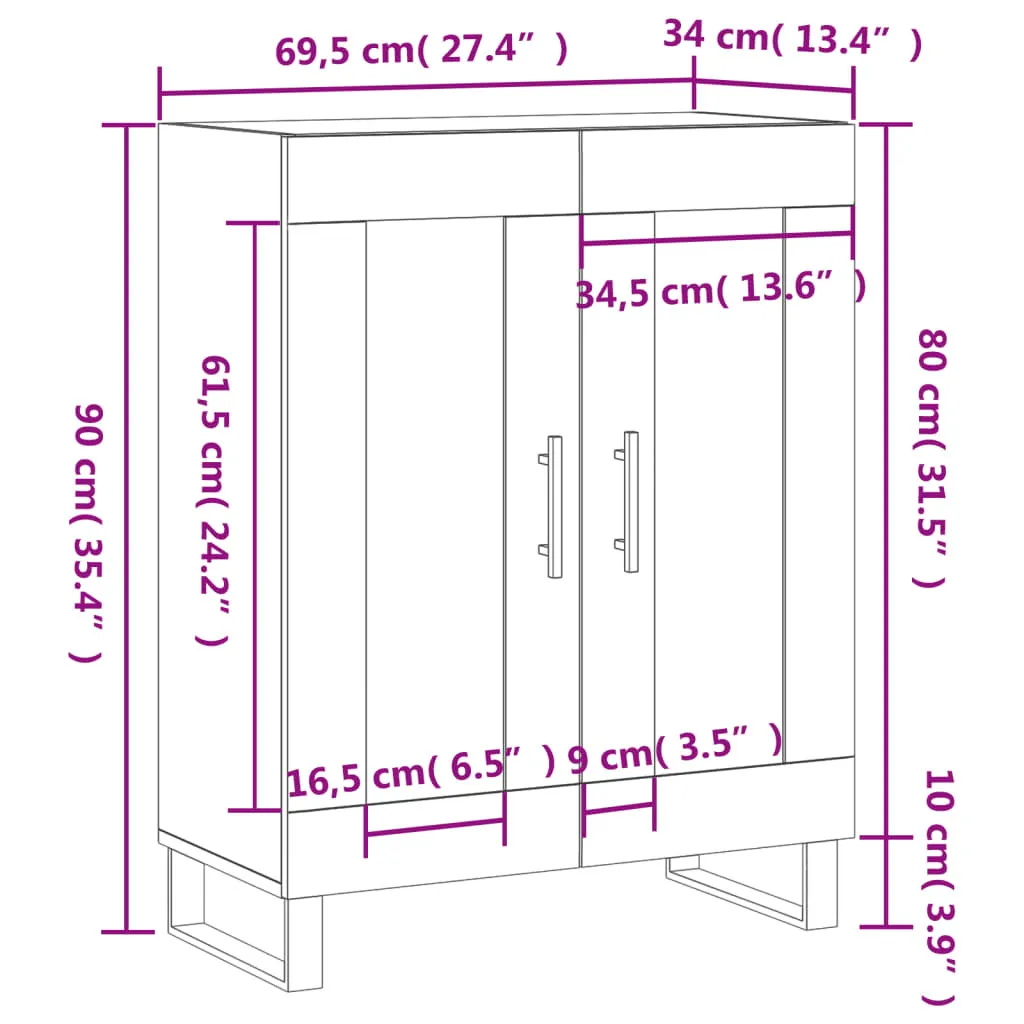 vidaXL Credenza bianca 69,5x34x90 cm Materiale a base di legno - 12