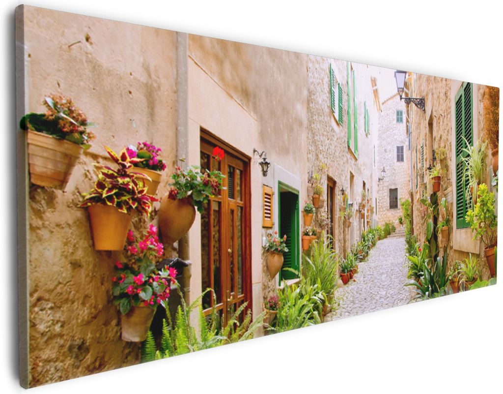 Wallario Premium Leinwandbild Südländische Gasse mit alten Produktbild 