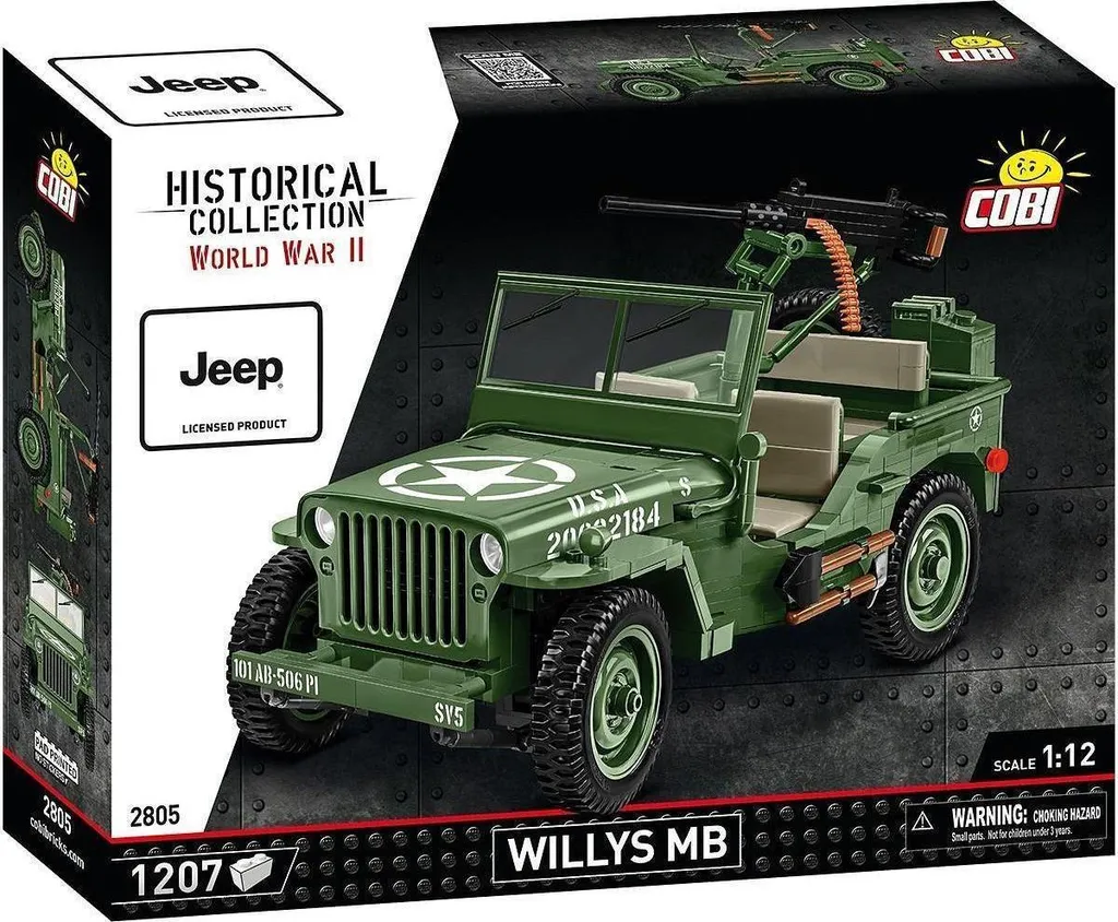 Cobi 2805 Jeep Willys MB Détails Réalistes avec Canon M2 Anti-Aérien WWII