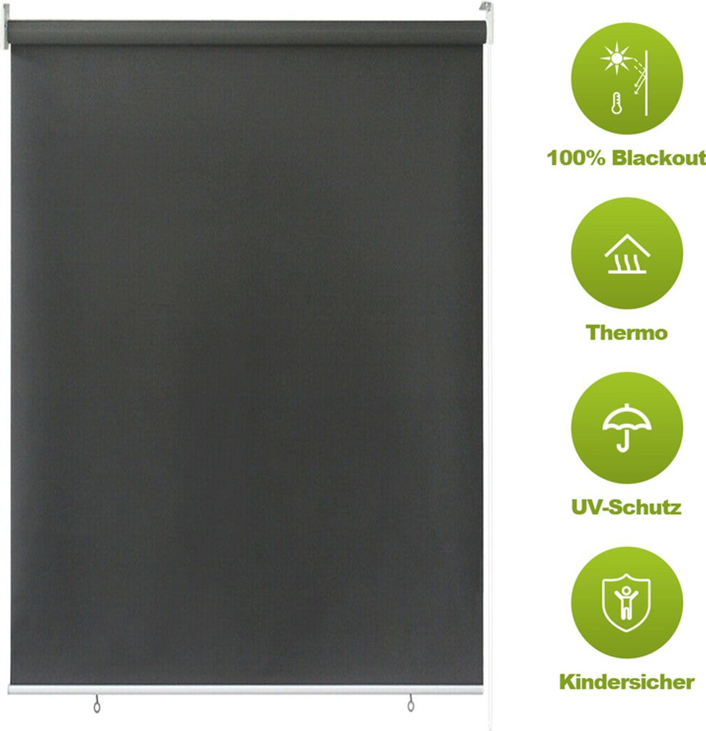 Lospitch Senkrechtmarkise 100 x 140cm Balkonmarkise Sonnenschutz, UV-bestaendige Vertikalmarkise, Windschut und Sichtschutz, aus Metall und Polyest...