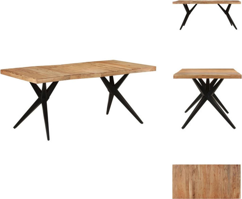 vidaXL Esstisch Schwarz 180x90x77 cm Massivholz Akazie - Esstische