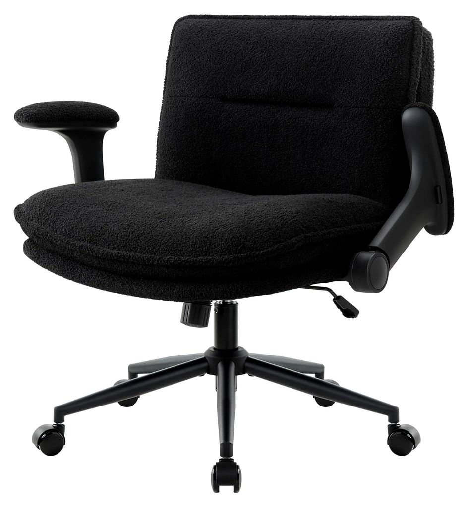 Schreibtischstuhl mit Schneidersitz, Bürostuhl mit verstellbaren Armlehnen und Rollen, ergonomisch, höhenverstellbar, Drehstuhl für Büro und Wo...