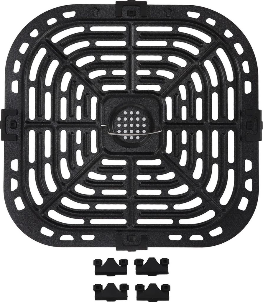 Ersatz Grillpfanne 304 Edelstahl - Quadratische Air Fryer Rack Tray Platte Zubehör (9,4 x 23,1 cm)