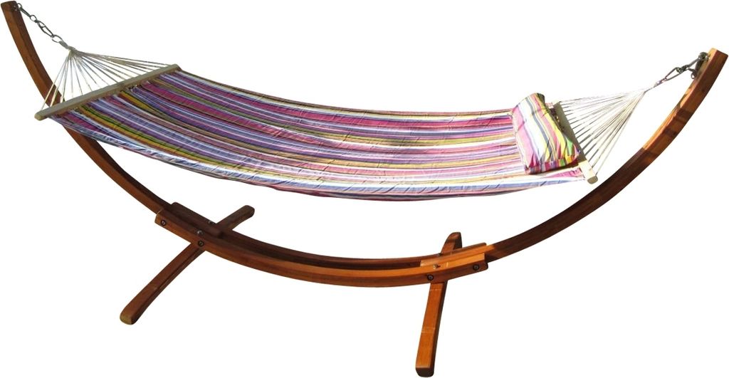 AS-S 320cm Hängemattengestell HM3-LIMITED EDITION Hängematte mit Gestell aus Holz Lärche mit Stabhängematte gestreift gefüttert und Polster Sc...