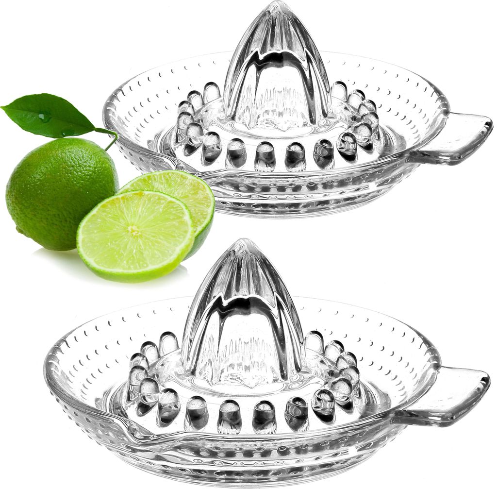 PLATINUX Zitronenpresse aus Glas Set 2 Stück Handpresse - klassische Zitruspresse